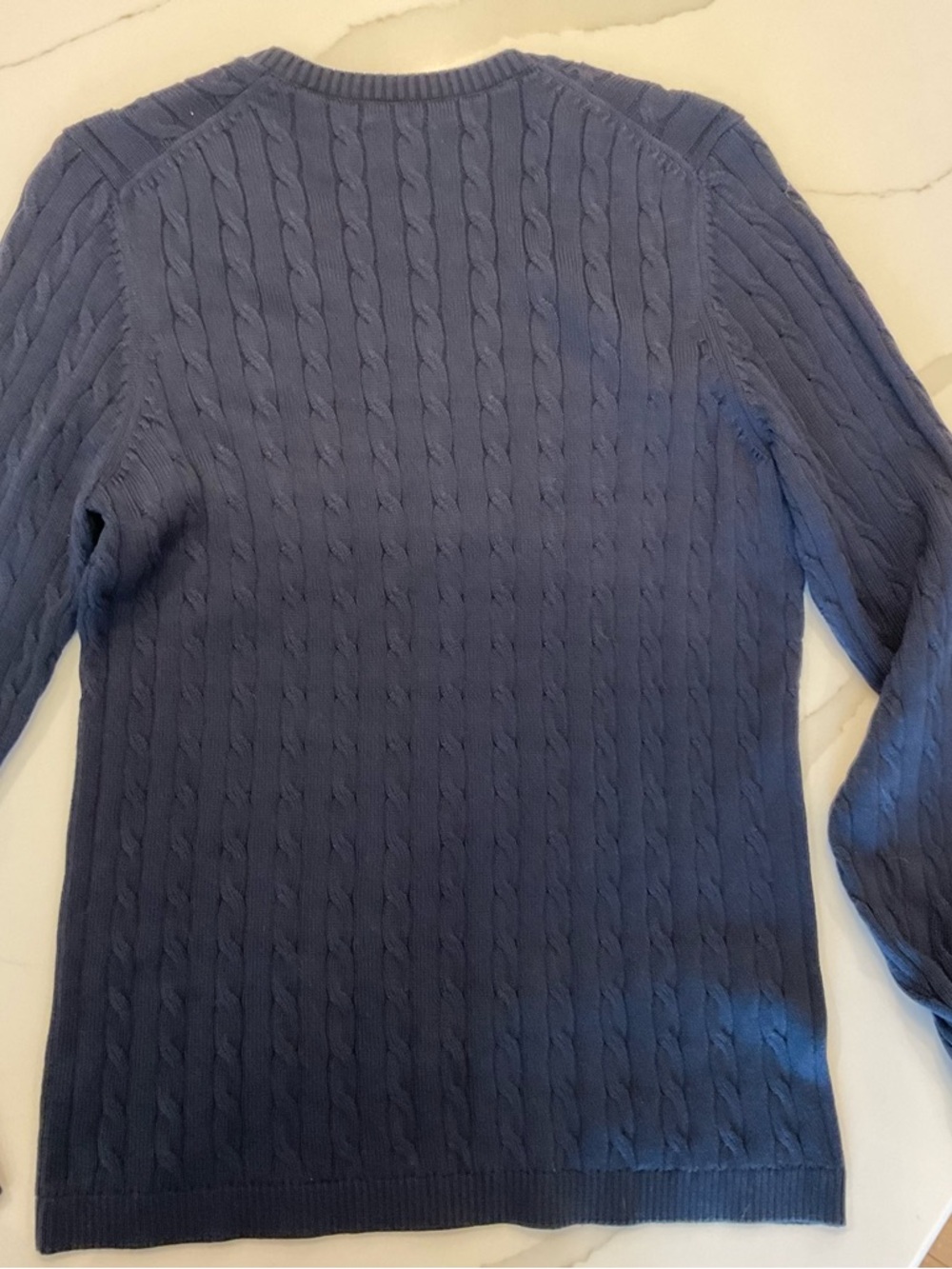 Fairway & Greene Women’s Navy Cable V-Neck Sweater - Picture 4 of 8